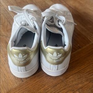 adidas Stan Smith White and Gold Sneakers